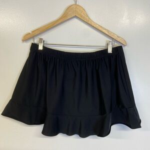 Aqua Green Plus Size Black Ruffle Full Brief Swim Skirt Size 2X